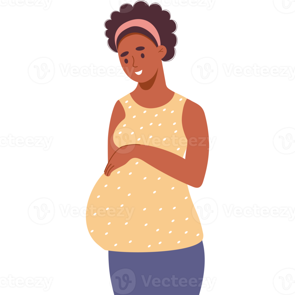 Happy pregnant black  woman png