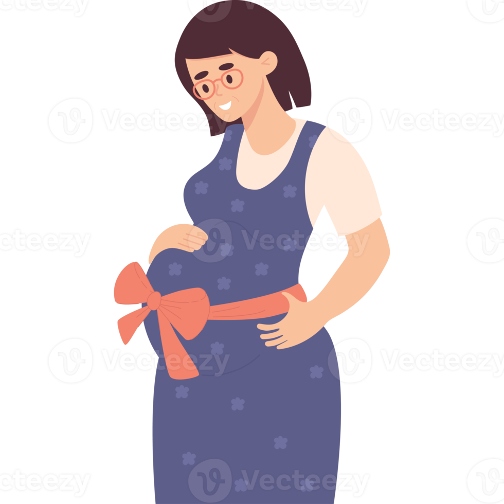 Happy pregnant girl with bow png