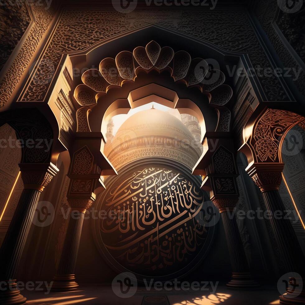 mosque islamic pattern interior doo arabic lantern photo