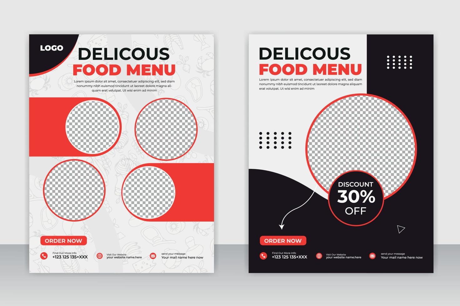 Fast Food Flyer Design Template cooking, cafe and restaurant menu, food ordering, junk food. Vector illustration for banner, poster, flyer, cover, menu, brochure