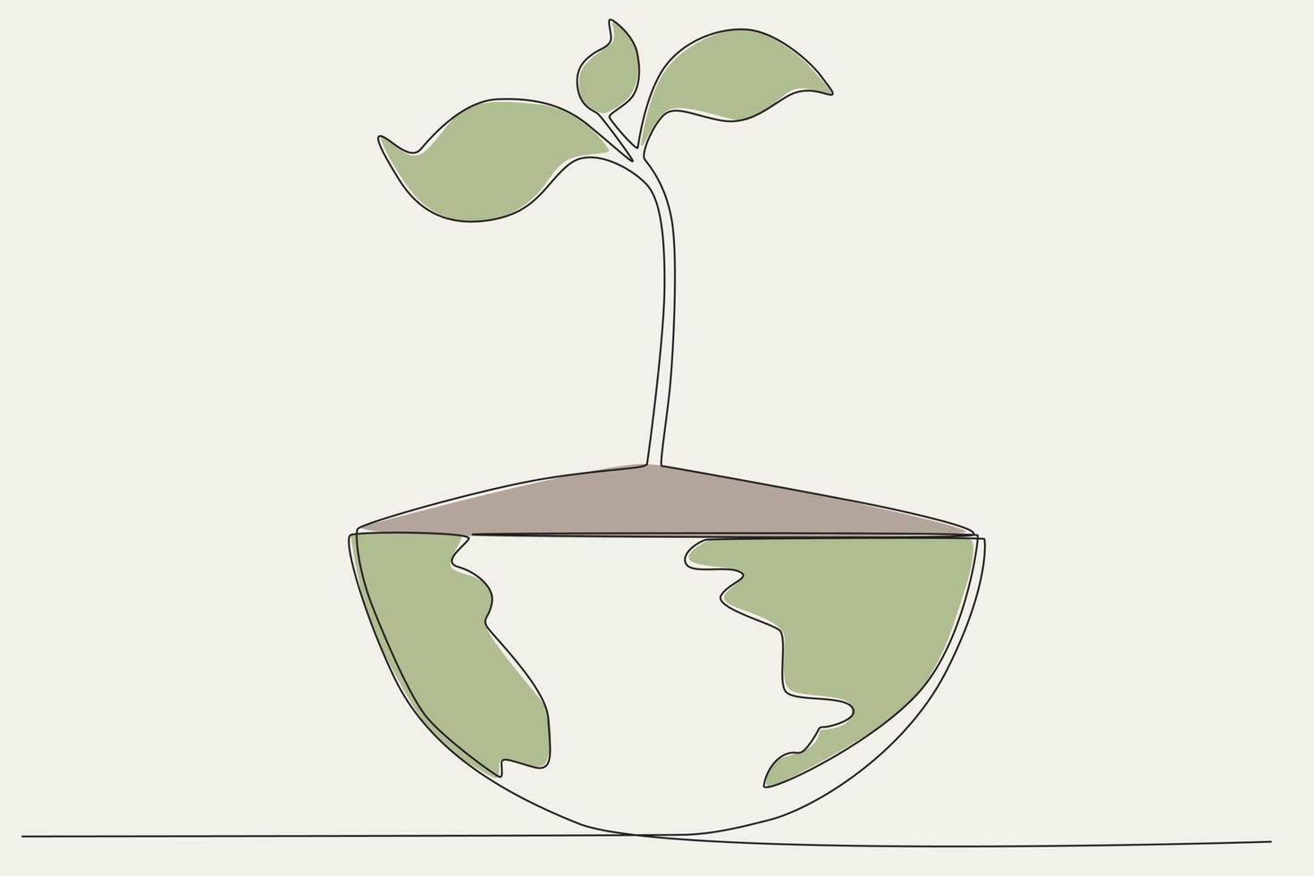 Colored illustration of a tree on half the earth vector