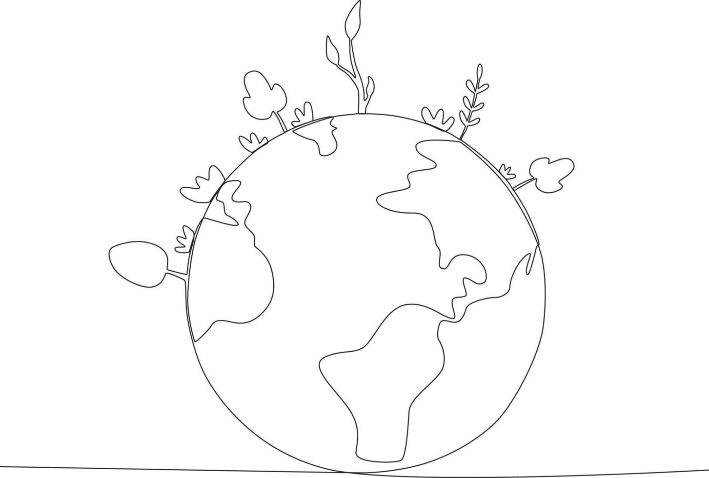 Earth and various trees around it vector