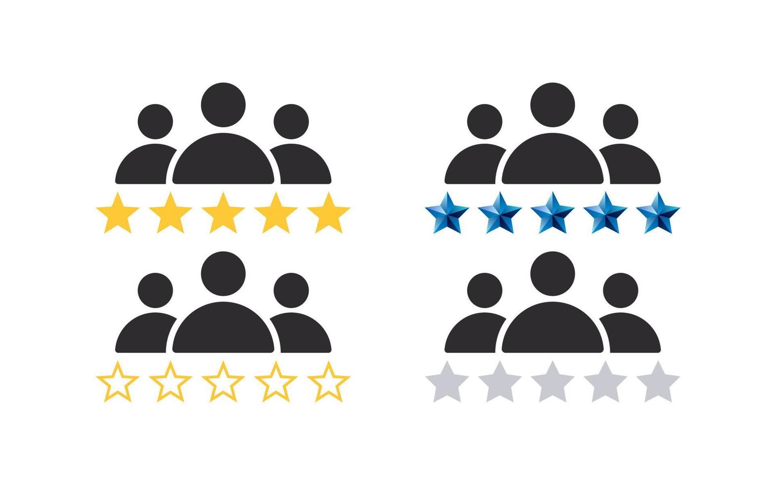 Five stars customer product rating. Rating stars badges. Feedback icons. Vector scalable graphics