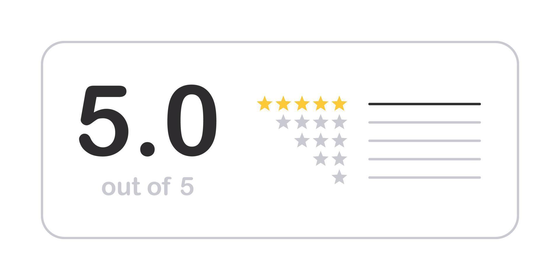 5 stars positive review. Rate icons set. Feedback icons. Vector scalable graphics