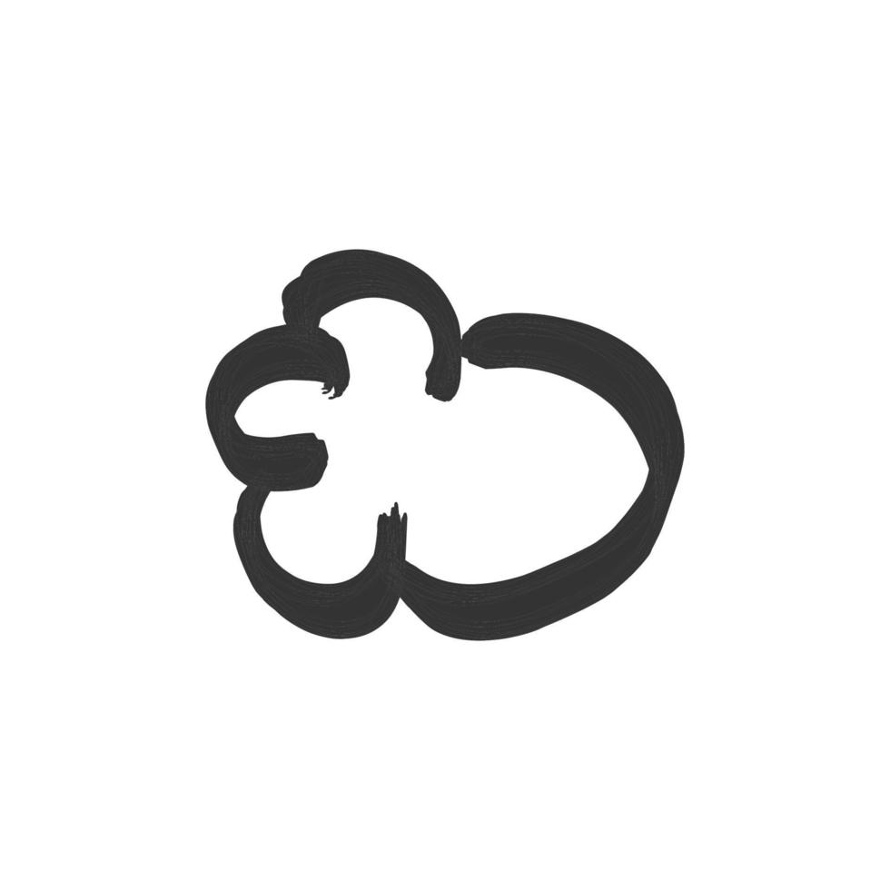 nube mano dibujado icono en blanco antecedentes vector