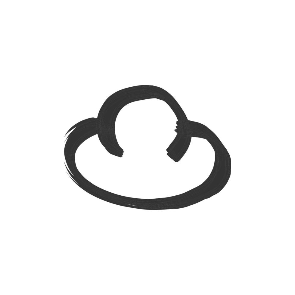 nube mano dibujado icono en blanco antecedentes vector