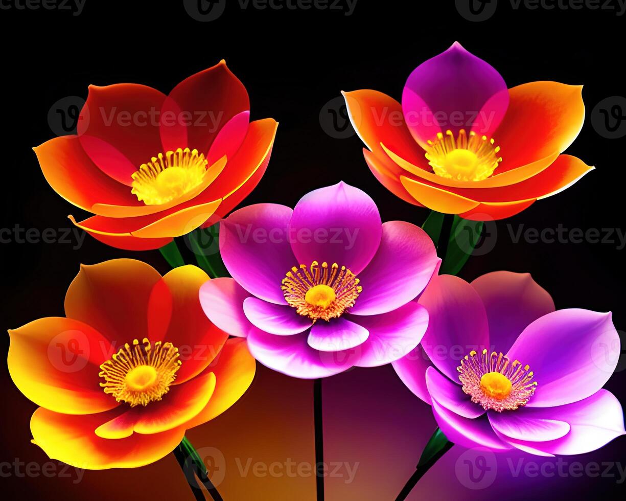 multicolored fantasy abstract flowers by photo