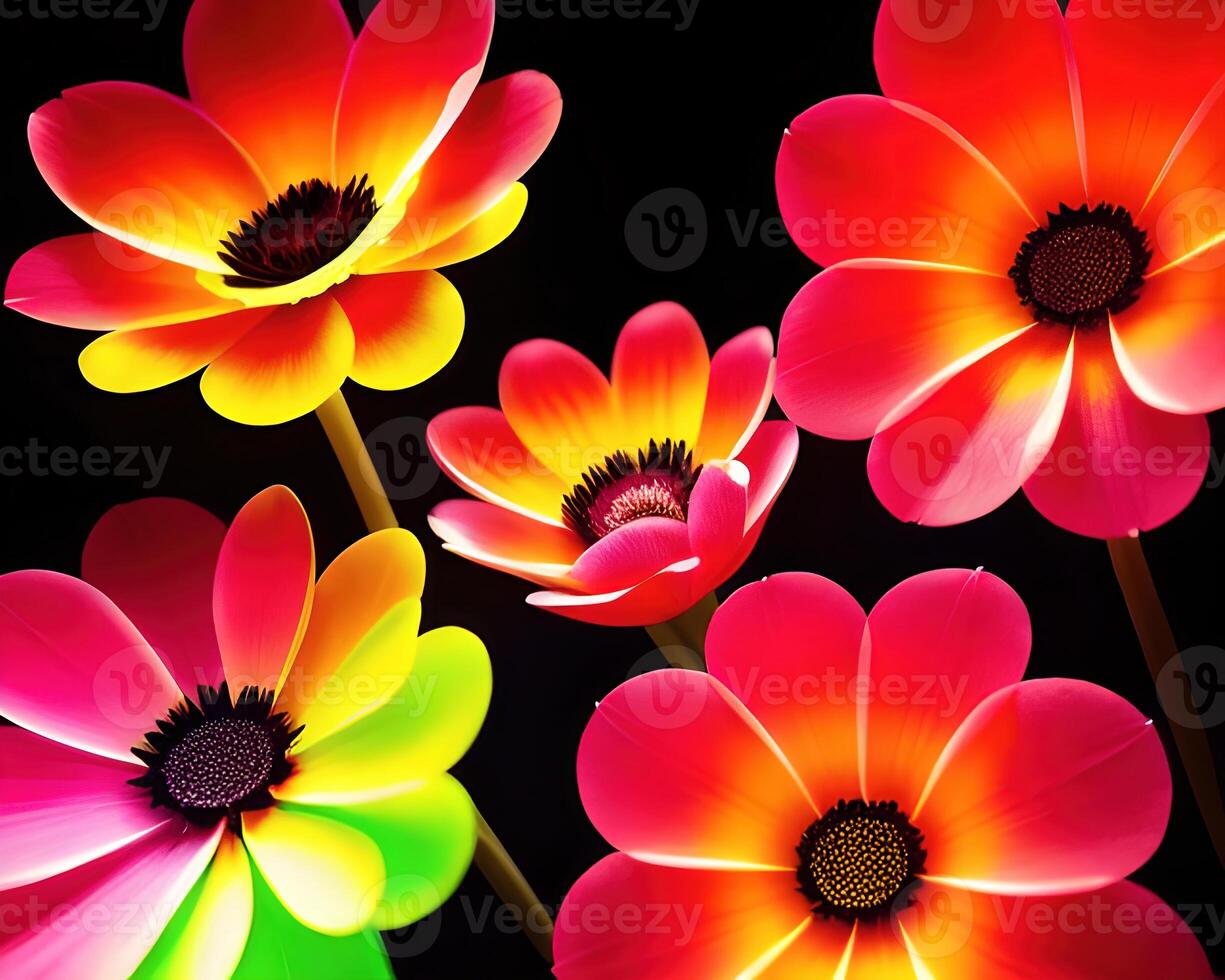 multicolored fantasy abstract flowers by photo