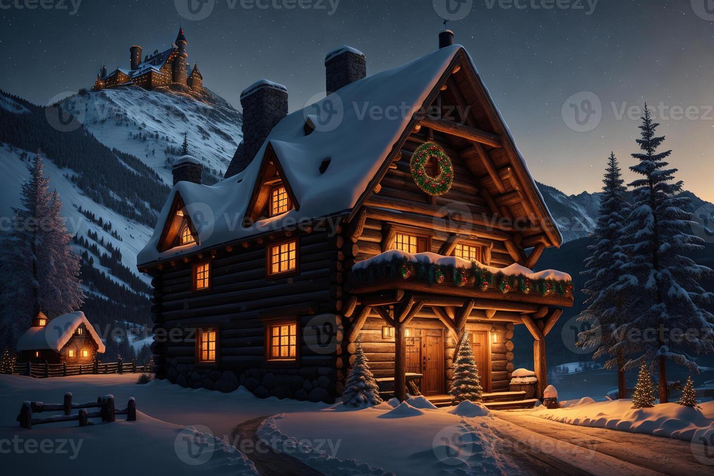 Medieval castle as a rustic mountain cabin by ai generated photo