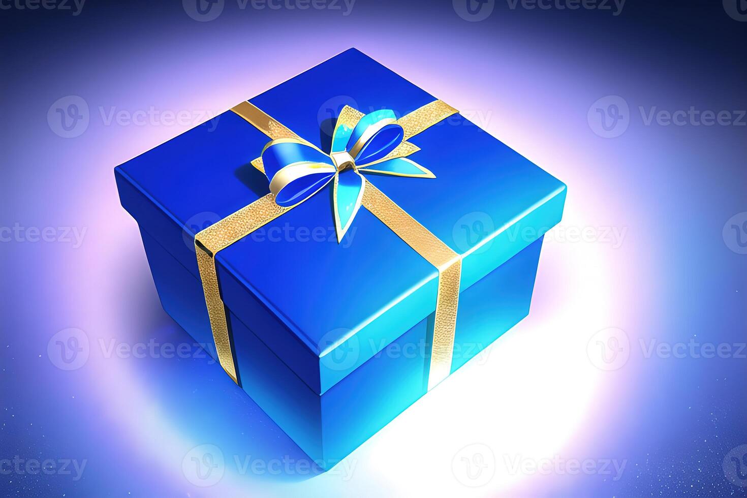 realistic gift box with magical shining light by photo