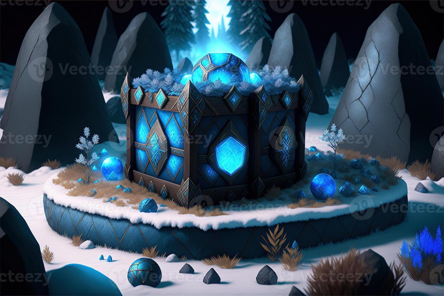 an ancient nordic tomb some random damaged loot treasure boxes left behind by photo