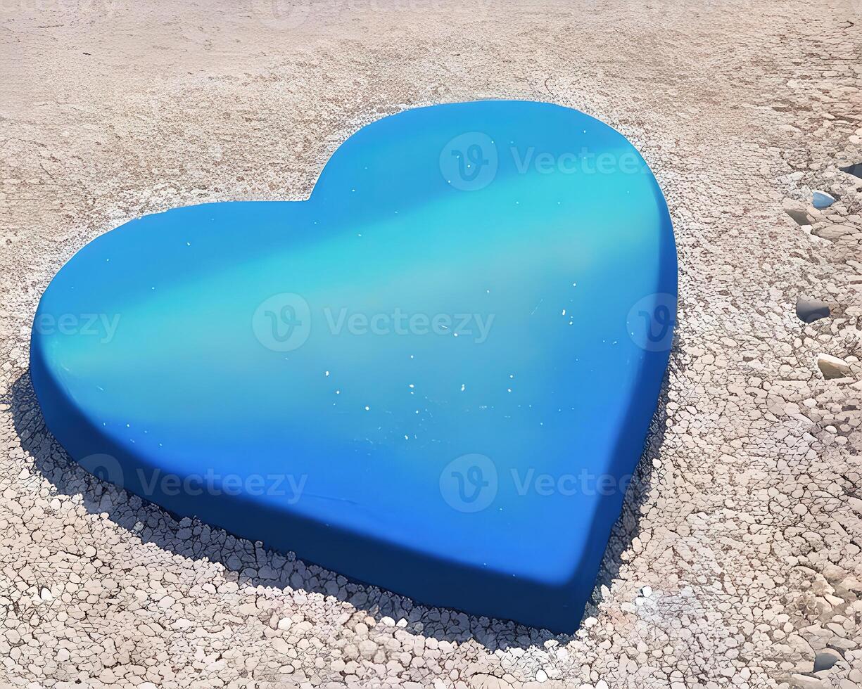 corazón hecho fuera de rocas en un playa por ai generado foto