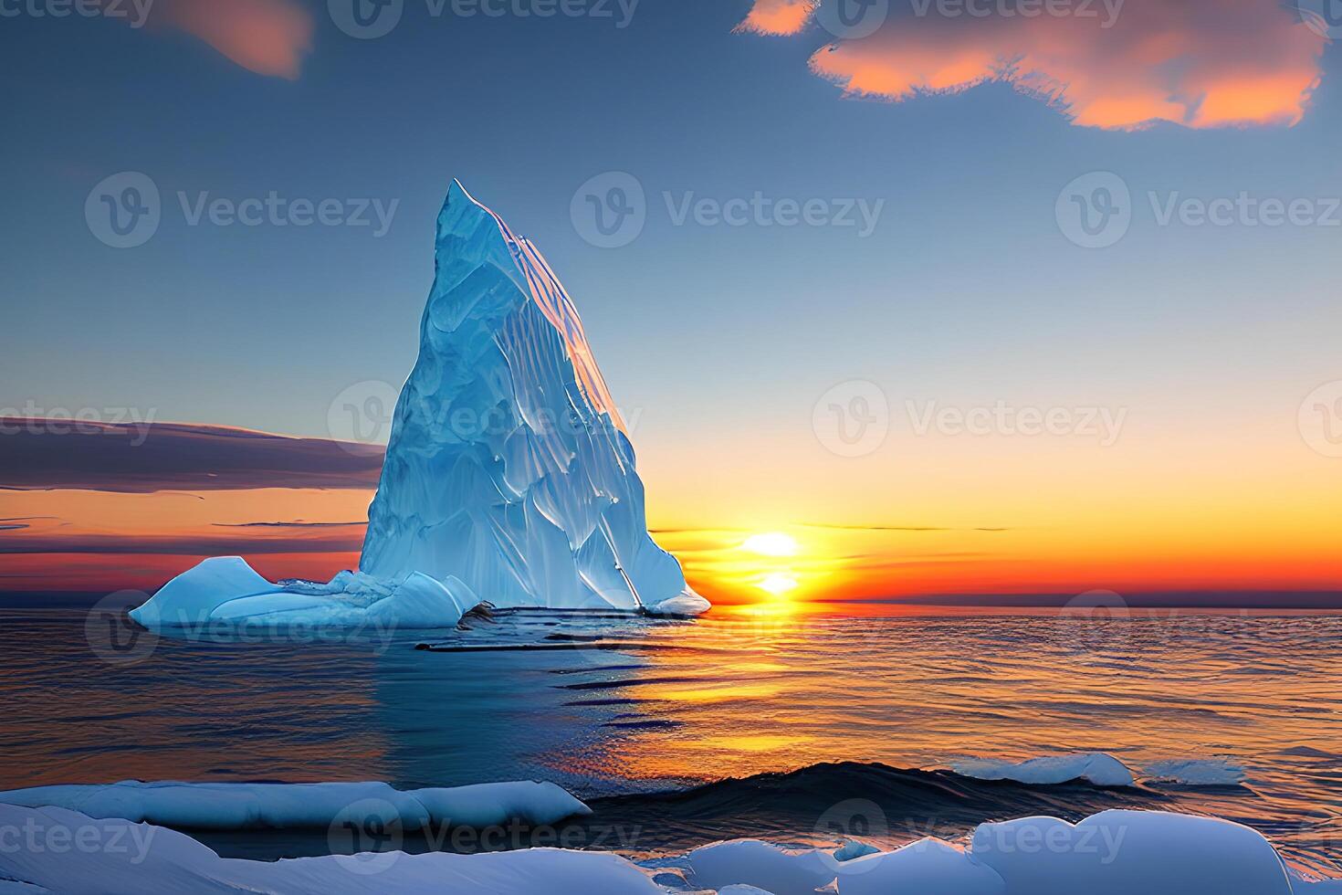 iceberg in the ocean sunrise or sunset by photo