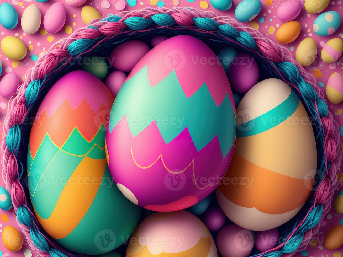 easter eggs background by photo