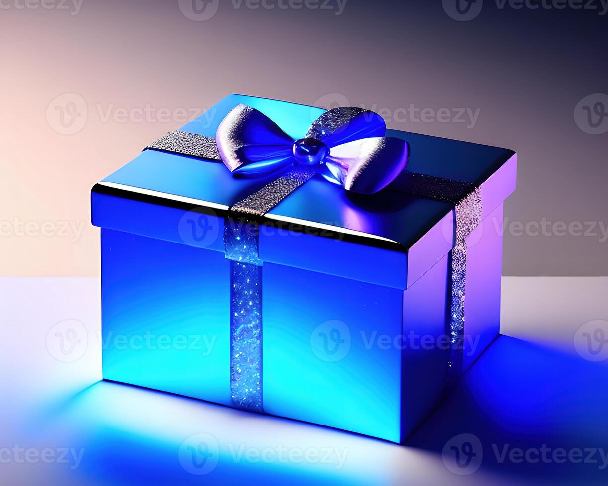 gift box with magical shining light by photo