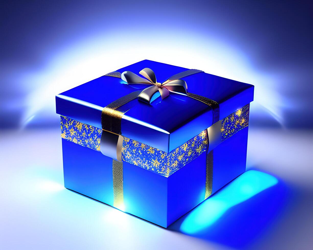 gift box with magical shining light by photo