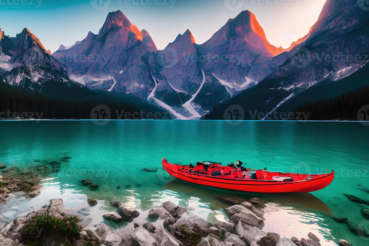 Braies Lake with Seekofel mount on background by photo