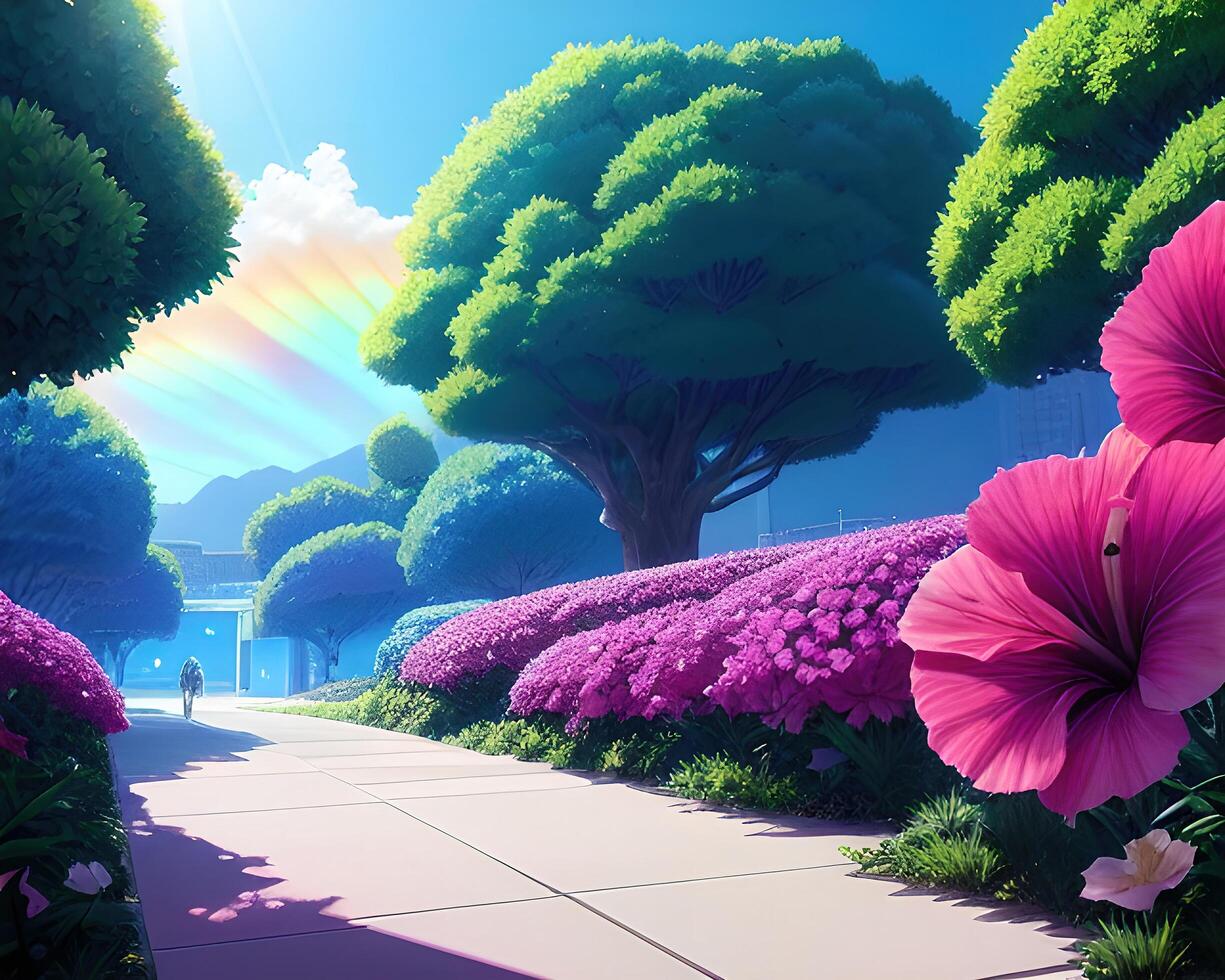 an iridescent hibiscus by yusuke murata and makoto shinkai by photo