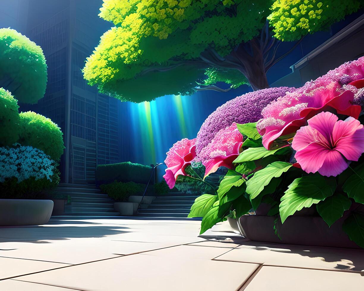 Florest and Garden, Background, Anime Background, Anime Scenery