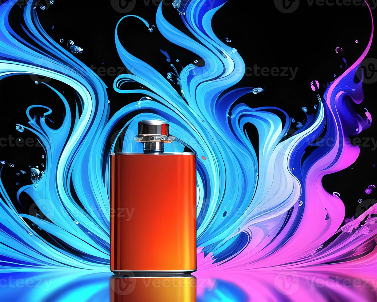 a flask filled with liquid and colored smoke by photo