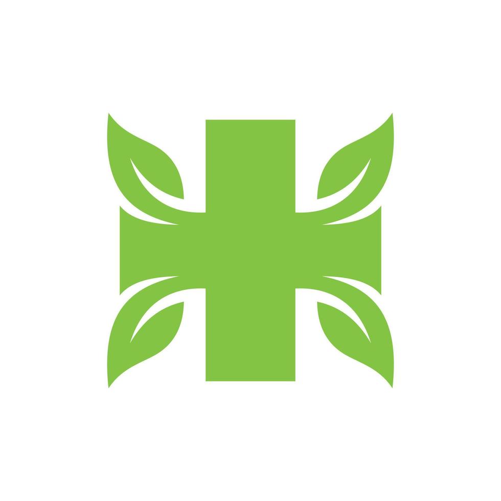 Medical plus with leaf nature modern logo vector