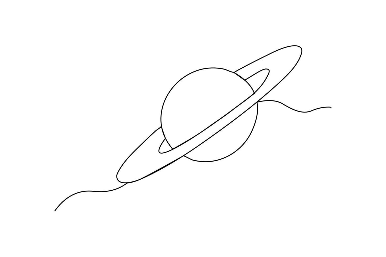 Continuous one line drawing Saturn. space concept. Single line draw design vector graphic