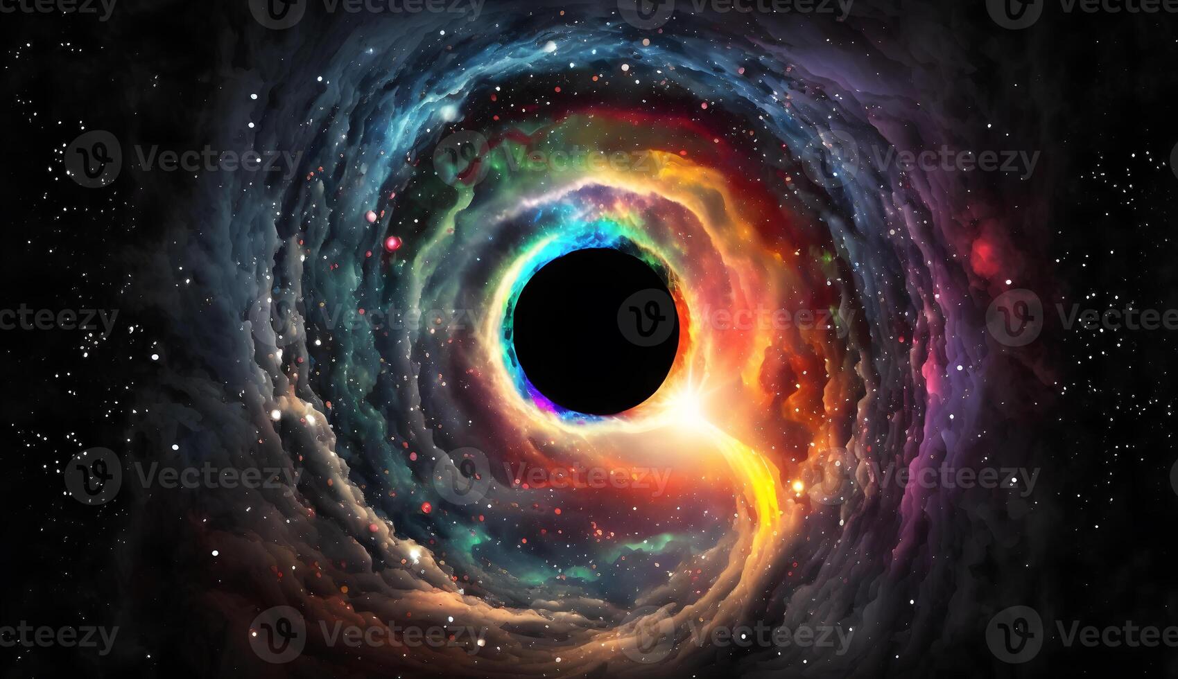 Outer space Black hole with colorful stars created using Technology photo