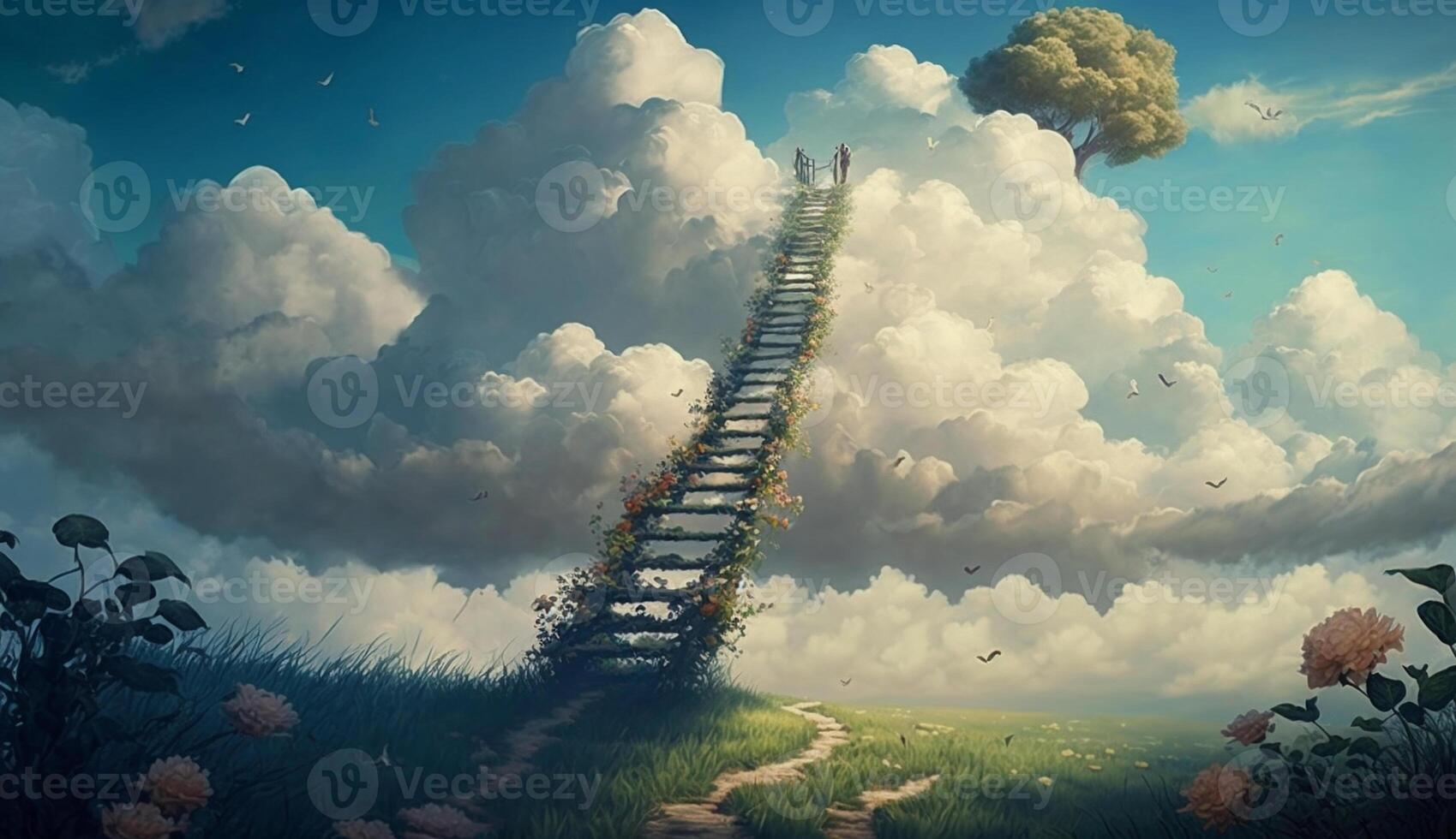 Stairway Leading Up To Heavenly Sky, created using Technology photo