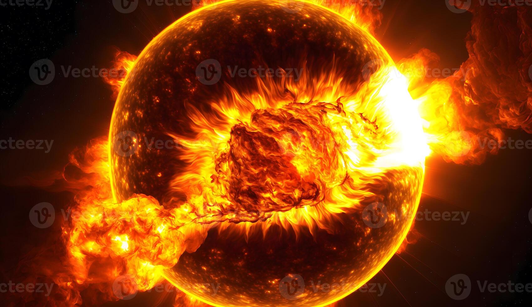 Solar explosions also known as solar flares or corona, created using Technology photo