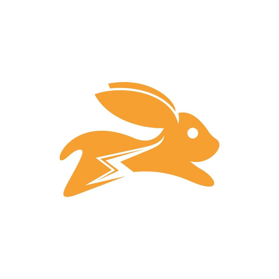 Rabbit jump thunder modern logo vector