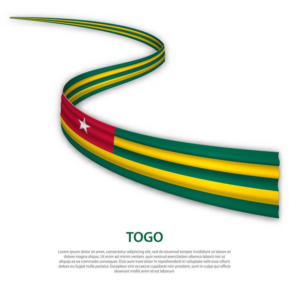 Waving ribbon or banner with flag of Togo vector