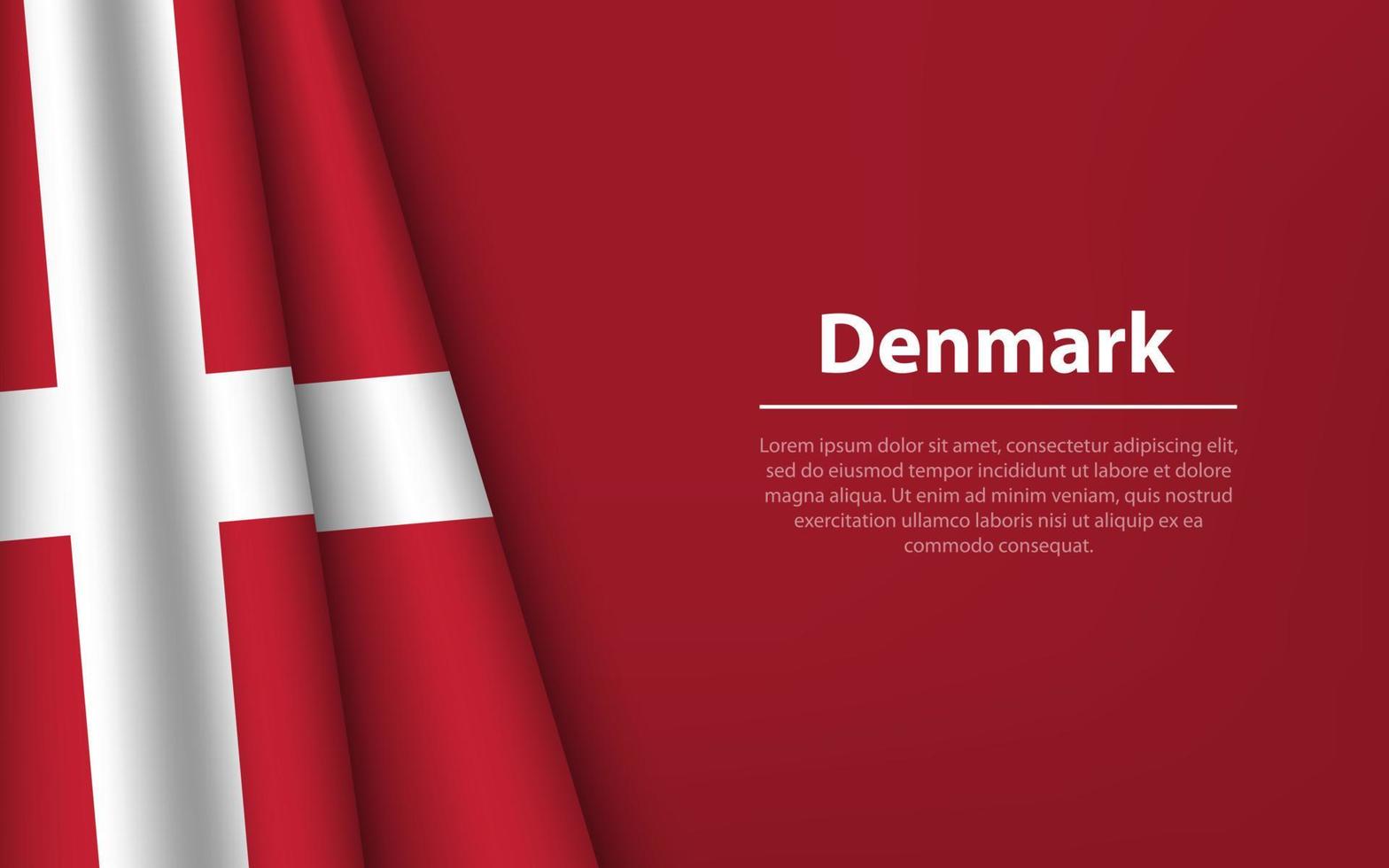 Wave flag of Denmark with copyspace background. vector