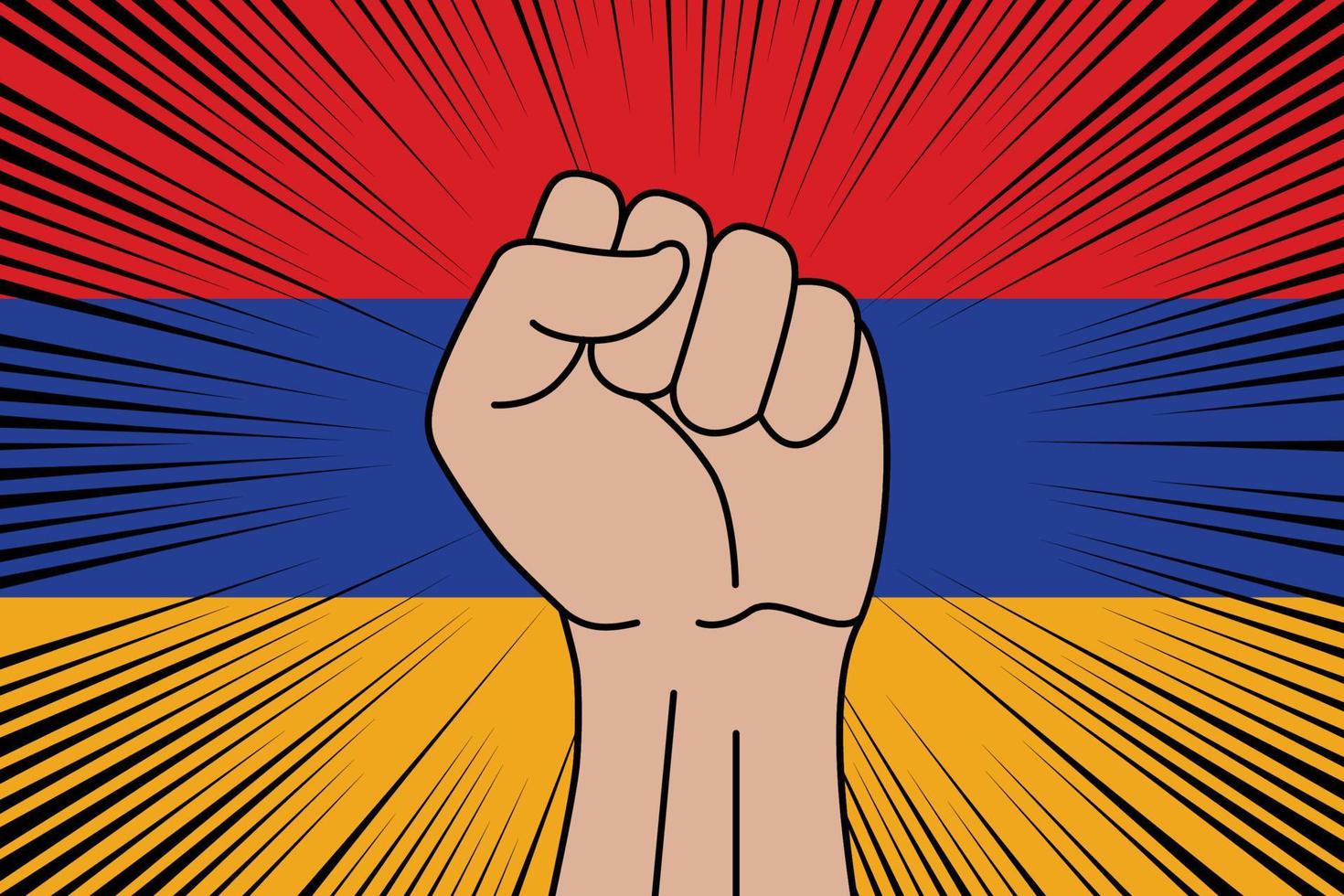 Human fist clenched symbol on flag of Armenia vector