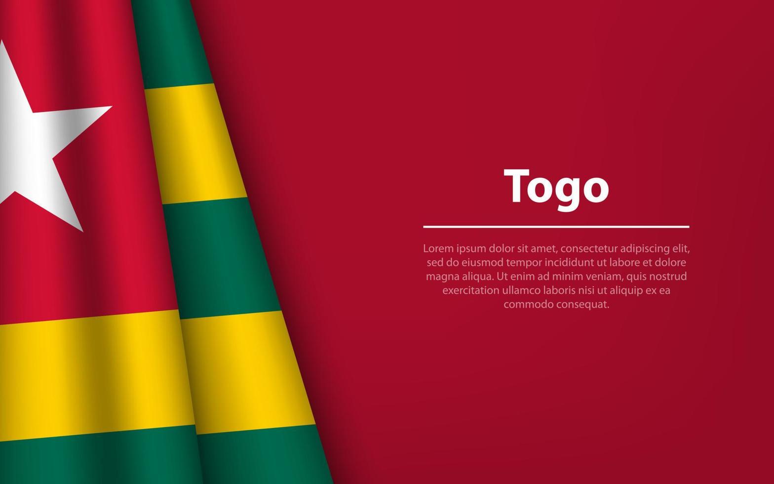 Wave flag of Togo with copyspace background. vector