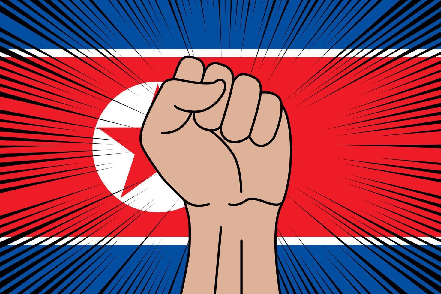 Human fist clenched symbol on flag of North Korea vector