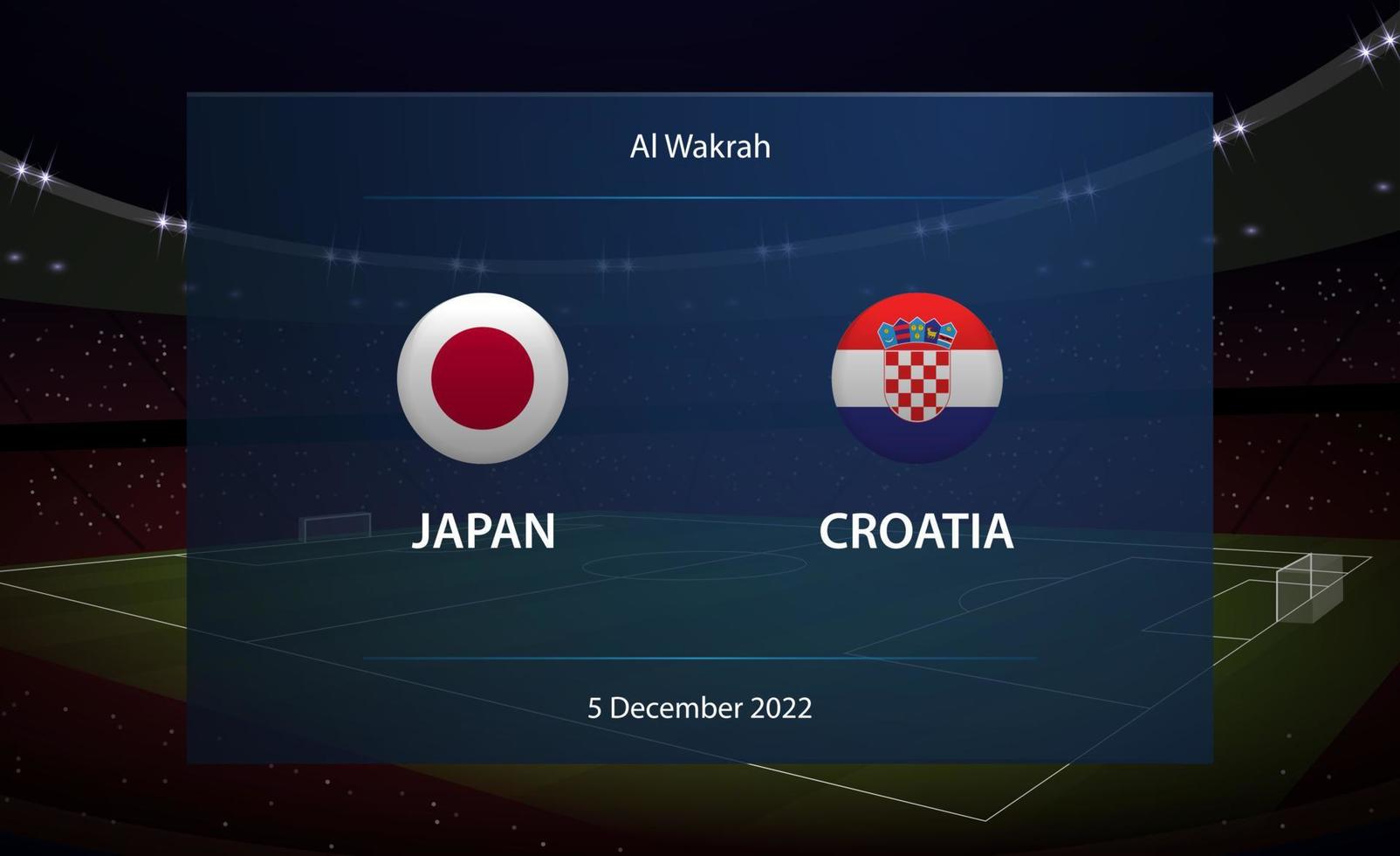 Japan vs Croatia. Football scoreboard broadcast graphic vector