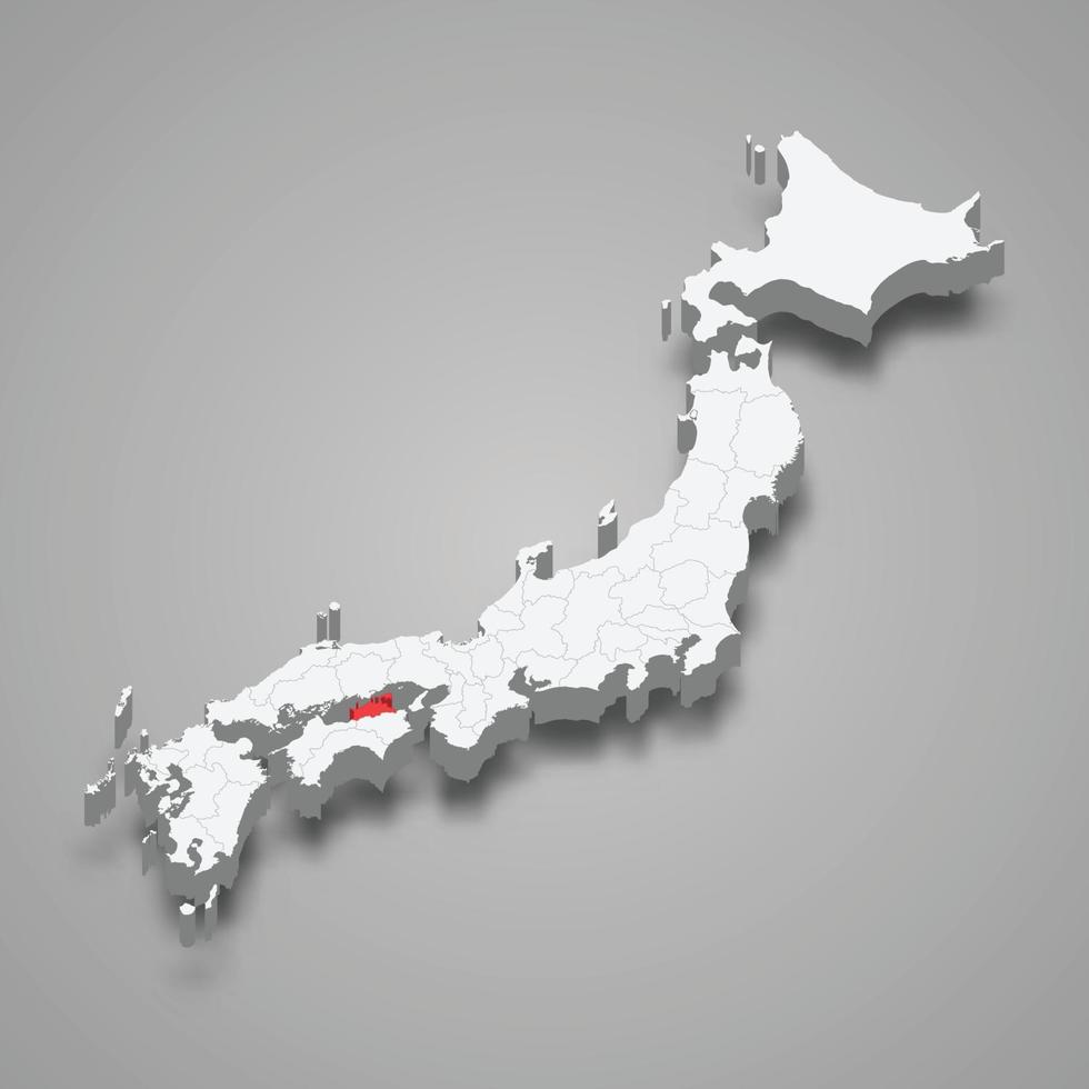 Kagawa region location within Japan 3d map vector