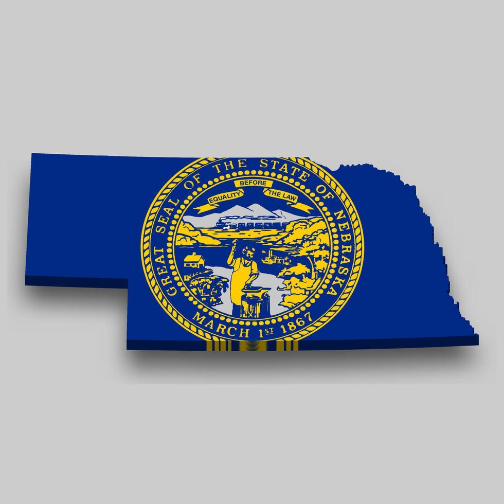 3d isometric Map of Nebraska is a state of United States vector