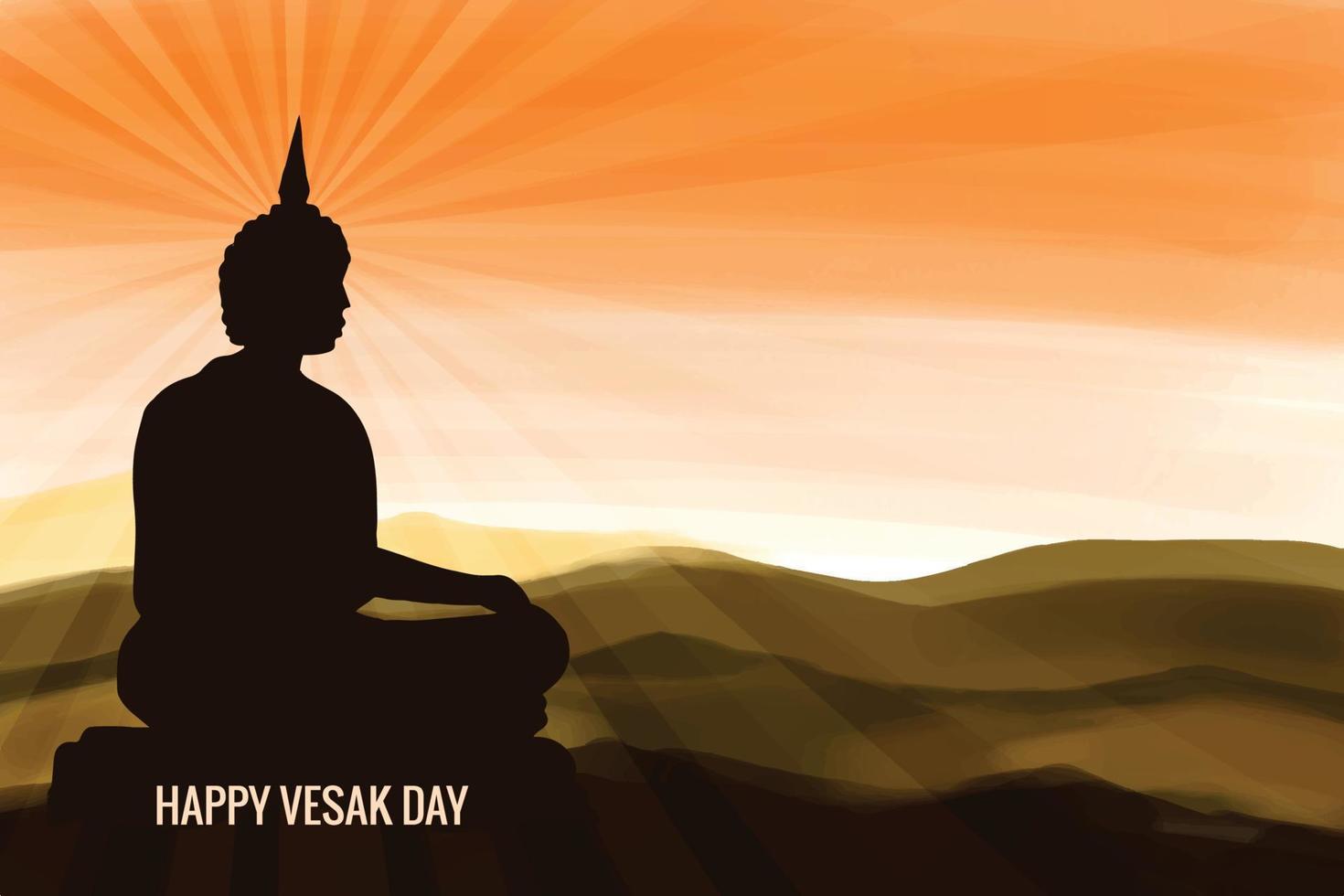 Happy vesak day buddha purnima wishes celebration card background vector