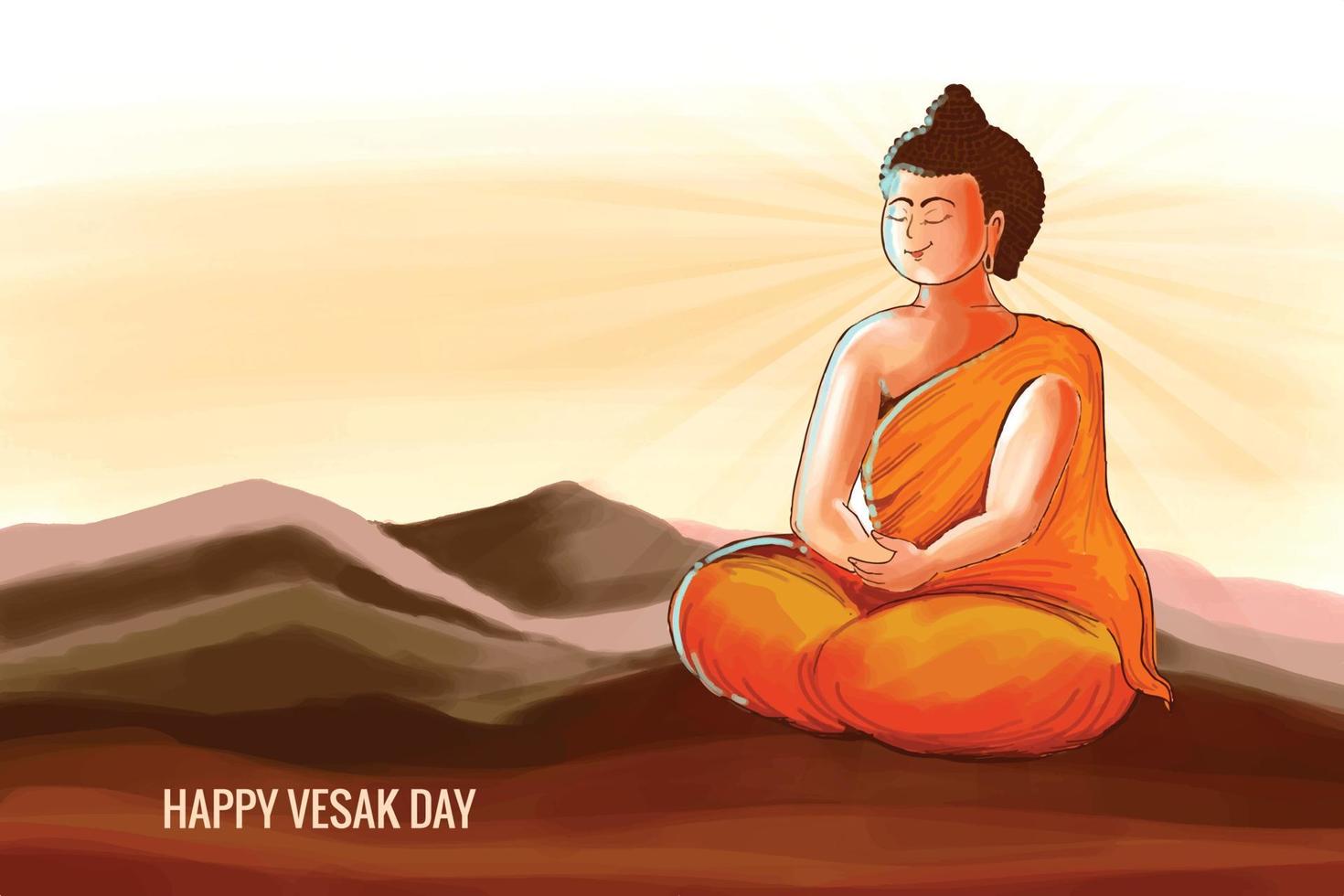 Illustration for happy vesak day celebration card background vector