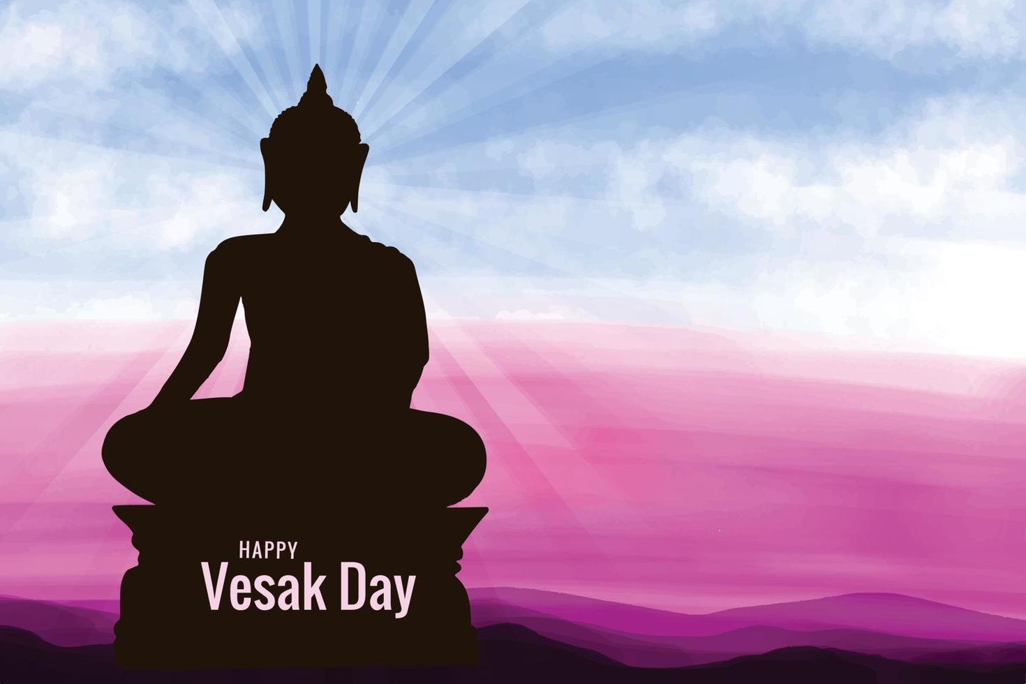 Happy vesak day budha purnima card background vector