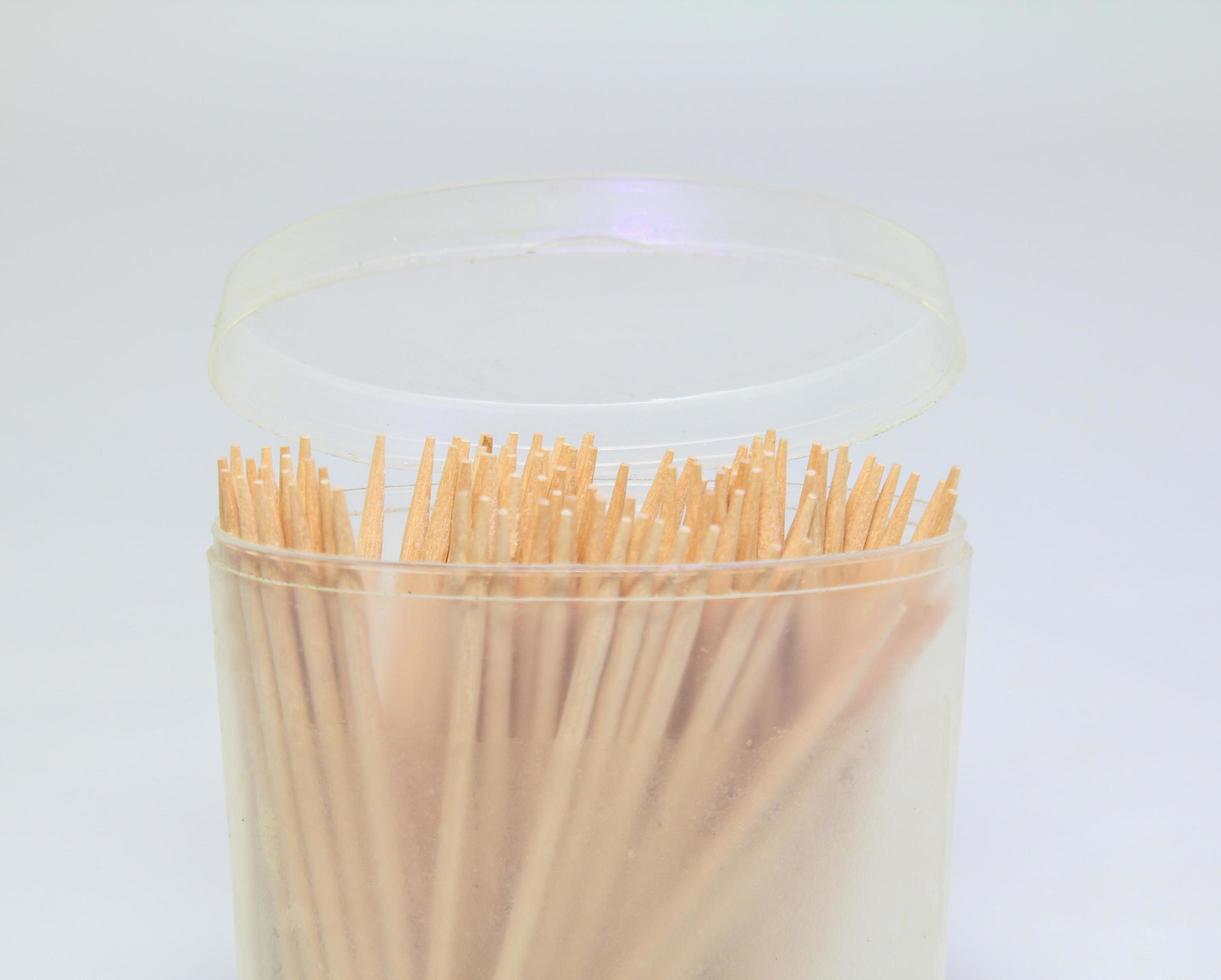 Bamboo toothpicks textures. Bamboo toothpicks isolated on white background photo