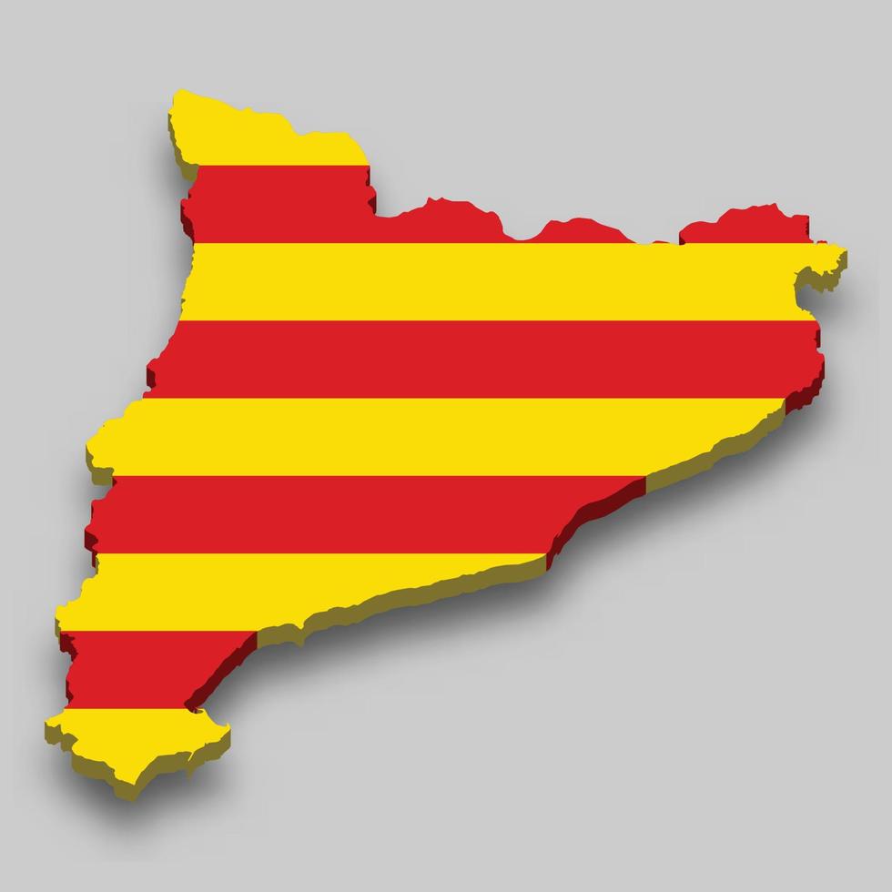 3d isometric Map of Catalonia is a region of Spain vector
