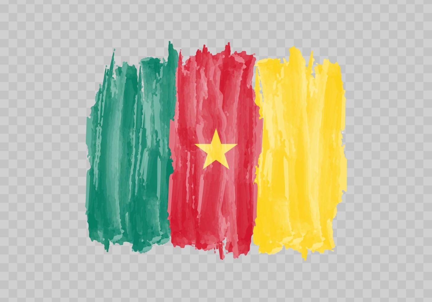 Watercolor painting flag of Cameroon vector