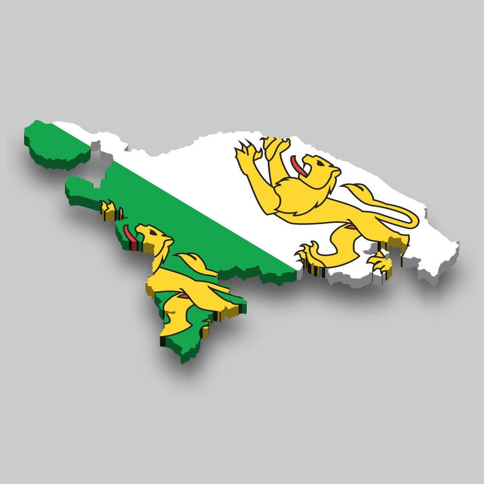 3d isometric Map of Thurgau is a region of Switzerland vector