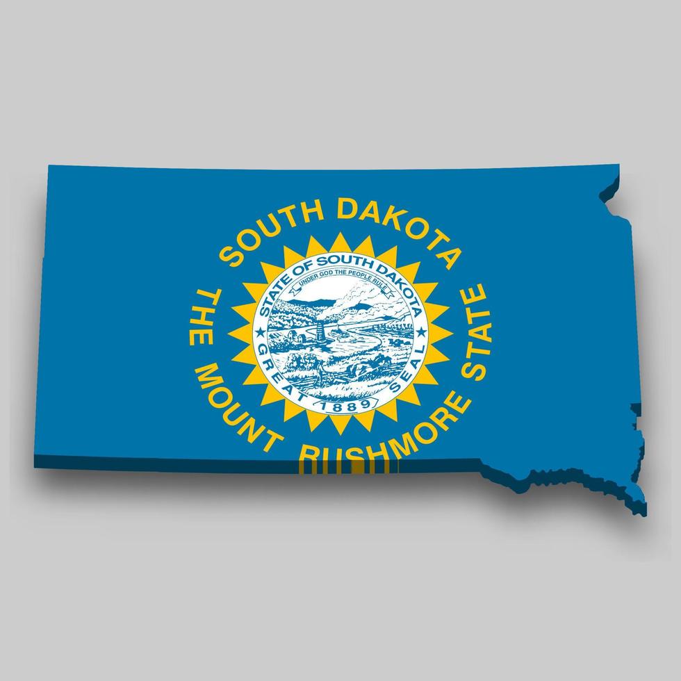 3d isometric Map of South Dakota is a state of United States vector