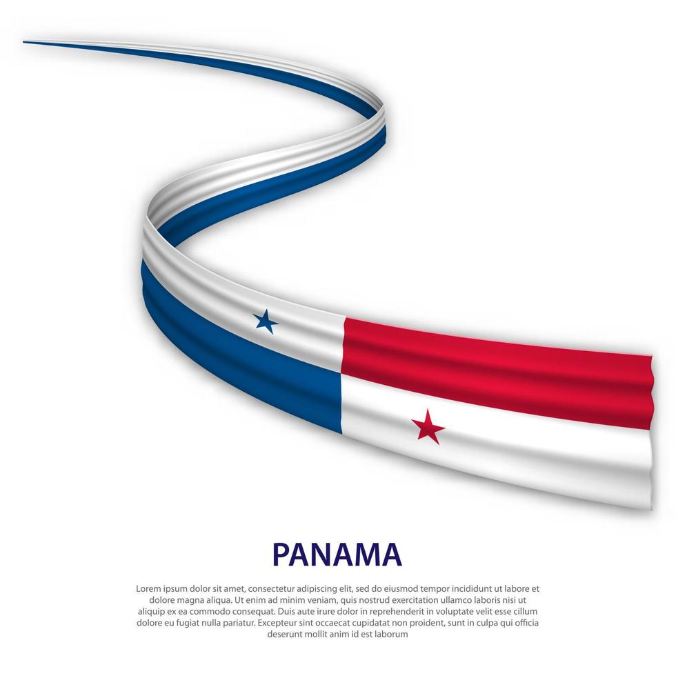 cinta ondeante o pancarta con bandera de panamá vector