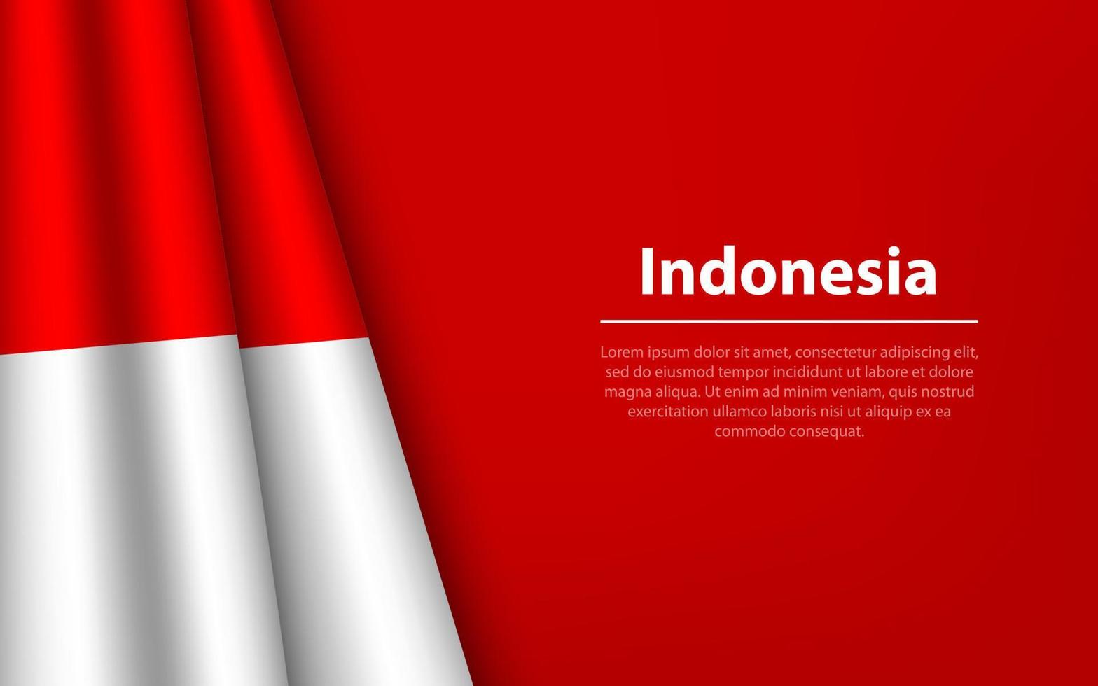 Wave flag of Indonesia with copyspace background. vector