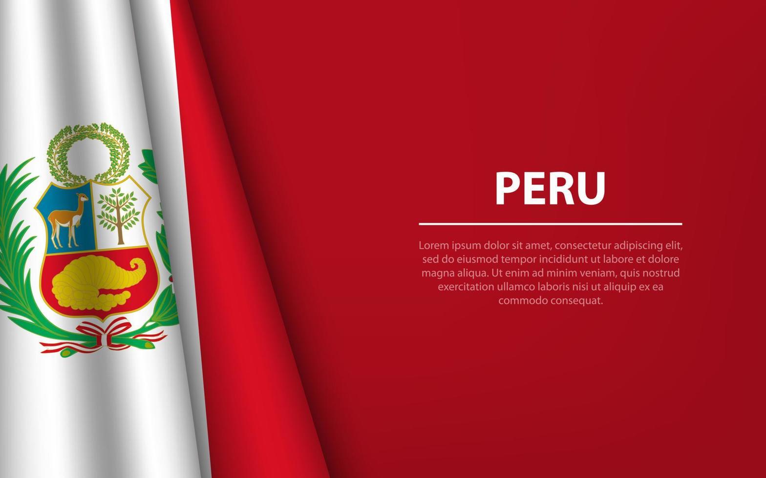 Wave flag of Peru with copyspace background. vector