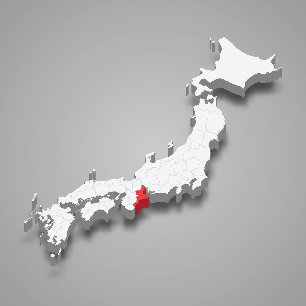 mie región ubicación dentro Japón 3d mapa vector